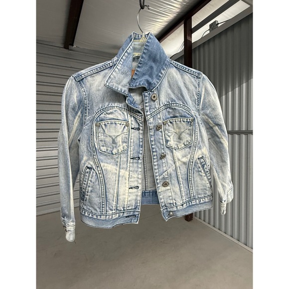 Blue Jam Jackets & Blazers - Blue Jam Vintage Light Wash Acid Wash Denim Trucker Jacket Distressed Cropped S